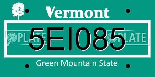 5EI085 Vermont License Plate