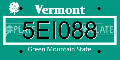 5EI088 Vermont License Plate