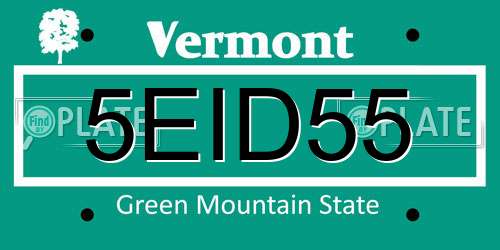 5EID55 Vermont License Plate