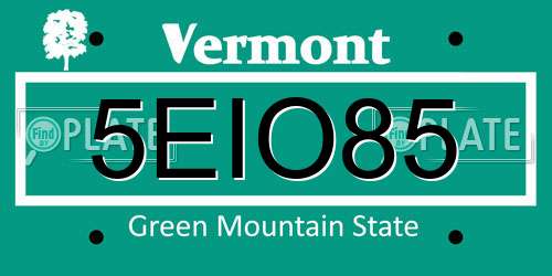 5EIO85 Vermont License Plate