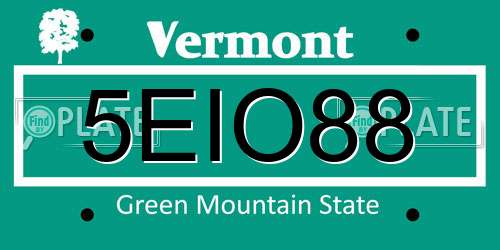 5EIO88 Vermont License Plate