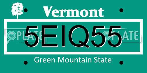 5EIQ55 Vermont License Plate