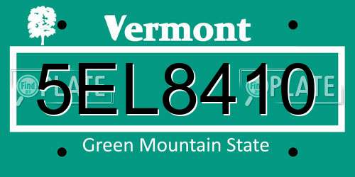 5EL8410 Vermont License Plate