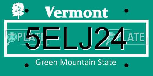 5ELJ24 Vermont License Plate