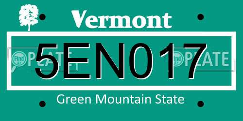 5EN017 Vermont License Plate