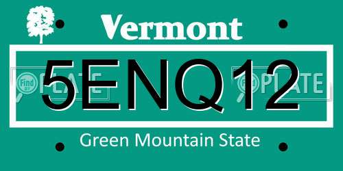 5ENQ12 Vermont License Plate