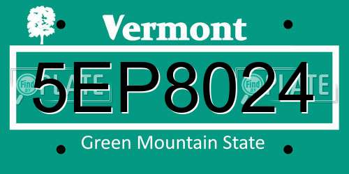 5EP8024 Vermont License Plate