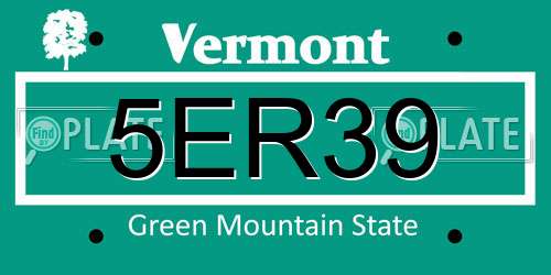5ER39 Vermont License Plate