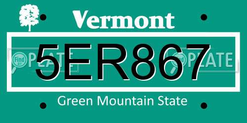 5ER867 Vermont License Plate