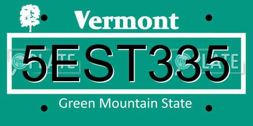 5EST335 Vermont License Plate