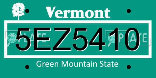 5EZ5410 Vermont License Plate