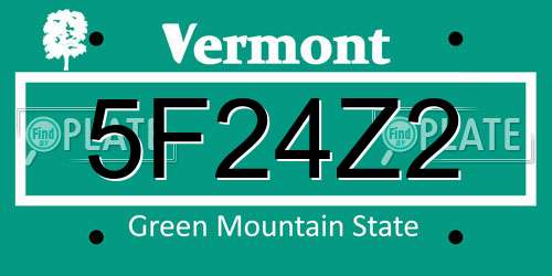 5F24Z2 Vermont License Plate