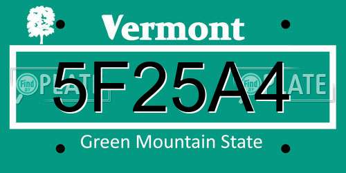 5F25A4 Vermont License Plate