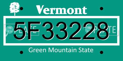 5F33228 Vermont License Plate