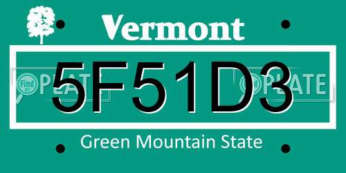 5F51D3 Vermont License Plate