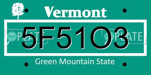 5F51O3 Vermont License Plate