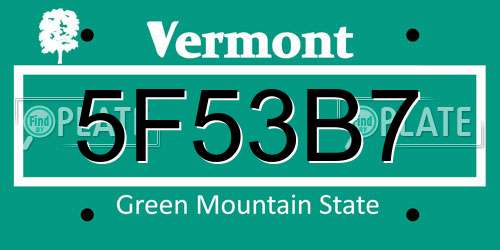 5F53B7 Vermont License Plate