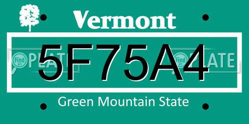 5F75A4 Vermont License Plate