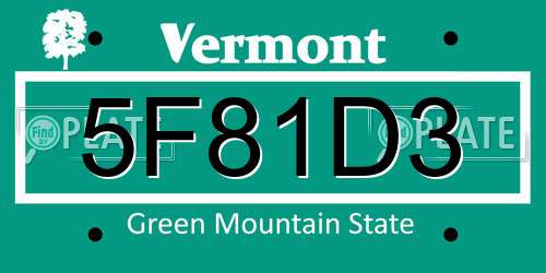 5F81D3 Vermont License Plate