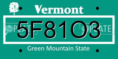 5F81O3 Vermont License Plate