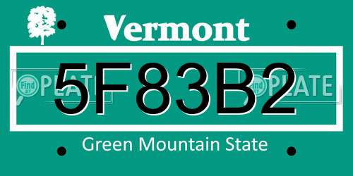 5F83B2 Vermont License Plate