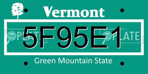 5F95E1 Vermont License Plate