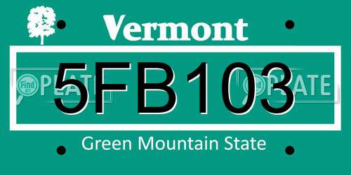 5FB103 Vermont License Plate