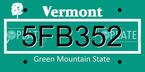 5FB352 Vermont License Plate