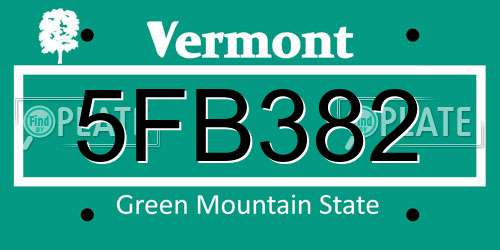 5FB382 Vermont License Plate