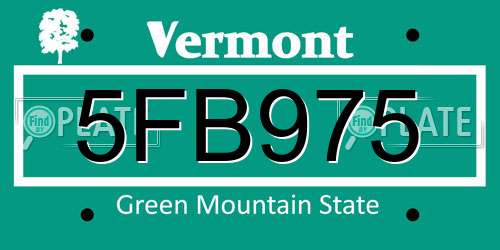 5FB975 Vermont License Plate