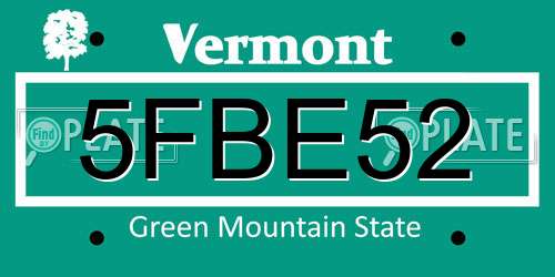 5FBE52 Vermont License Plate