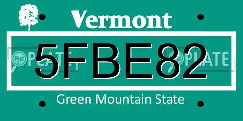 5FBE82 Vermont License Plate