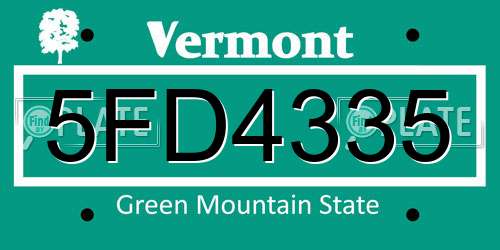 5FD4335 Vermont License Plate