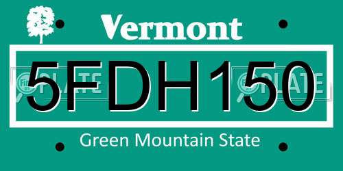 5FDH150 Vermont License Plate
