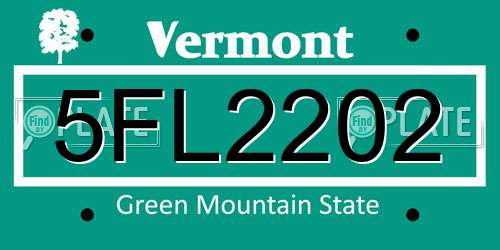 5FL2202 Vermont License Plate