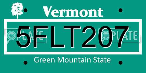 5FLT207 Vermont License Plate
