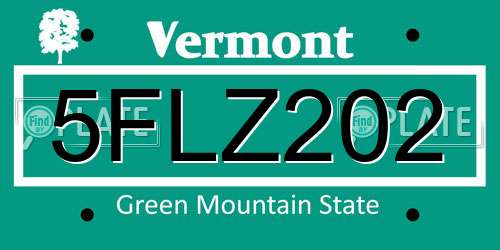 5FLZ202 Vermont License Plate
