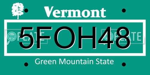 5FOH48 Vermont License Plate