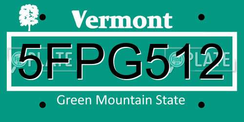 5FPG512 Vermont License Plate
