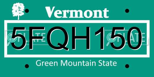 5FQH150 Vermont License Plate