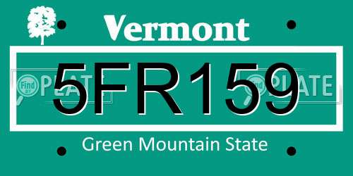 5FR159 Vermont License Plate