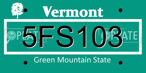 5FS103 Vermont License Plate