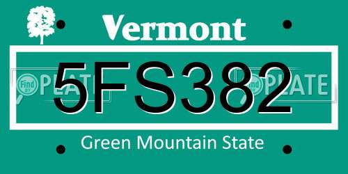 5FS382 Vermont License Plate