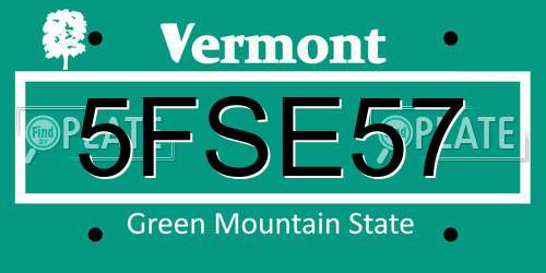 5FSE57 Vermont License Plate