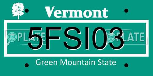 5FSI03 Vermont License Plate
