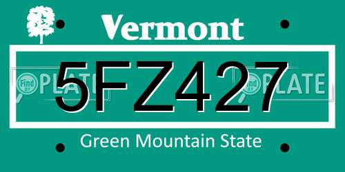 5FZ427 Vermont License Plate