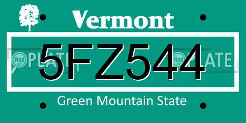 5FZ544 Vermont License Plate