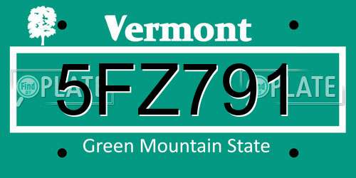 5FZ791 Vermont License Plate