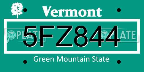 5FZ844 Vermont License Plate