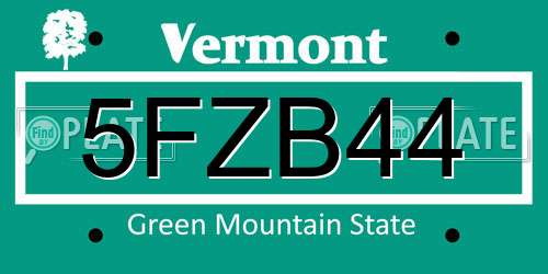 5FZB44 Vermont License Plate